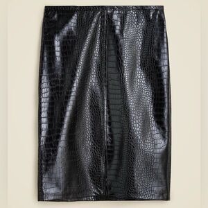 J Crew Pencil Skirt in Croc-Embossed Faux Leather - size 6